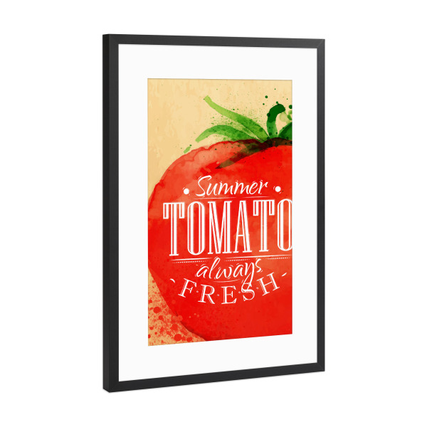 Poster mit Rahmen Schwarz (Metallic) "Tomate Aquarell" artboxONE - Essen & Trinken
