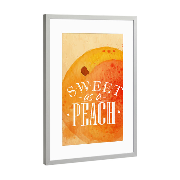 Poster mit Rahmen Silber "Pfirsich Aquarell" artboxONE - Essen & Trinken