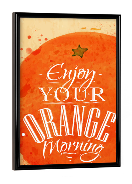 Poster mit schwarzem Rahmen "Orange Aquarell" artboxONE - Essen & Trinken