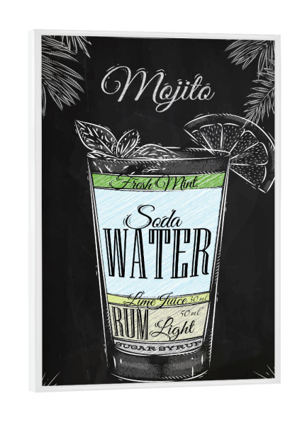 Poster mit weißem Rahmen "Mojito Kreide" artboxONE - Essen & Trinken,Schwarzweiß