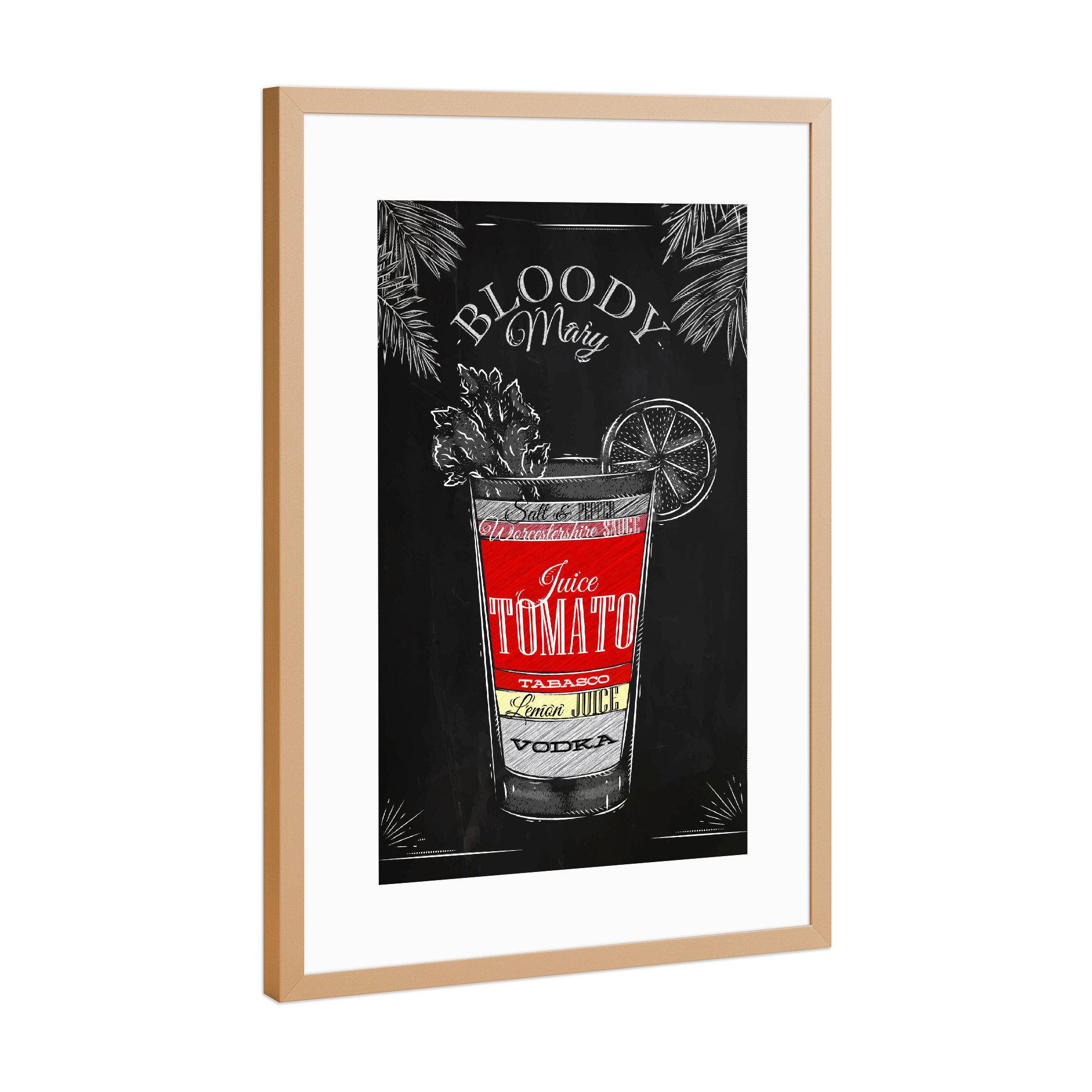 Poster mit Rahmen Kupfer "Bloody Mary" artboxONE - Essen & Trinken,Schwarzweiß