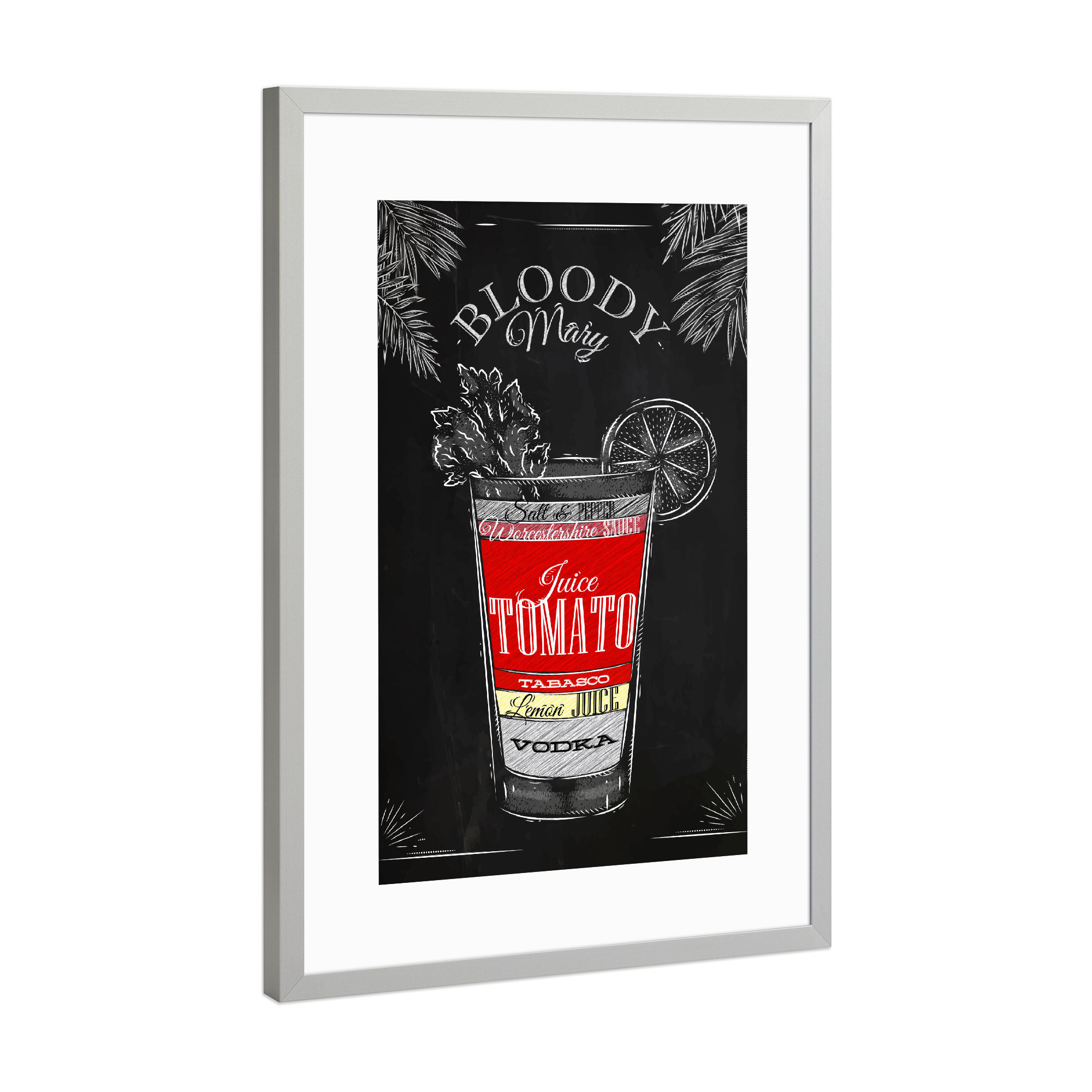 Poster mit Rahmen Silber "Bloody Mary" artboxONE - Essen & Trinken,Schwarzweiß