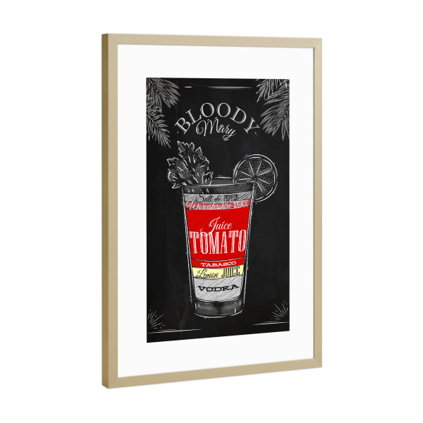 Poster mit Rahmen Gold "Bloody Mary" artboxONE - Essen & Trinken,Schwarzweiß