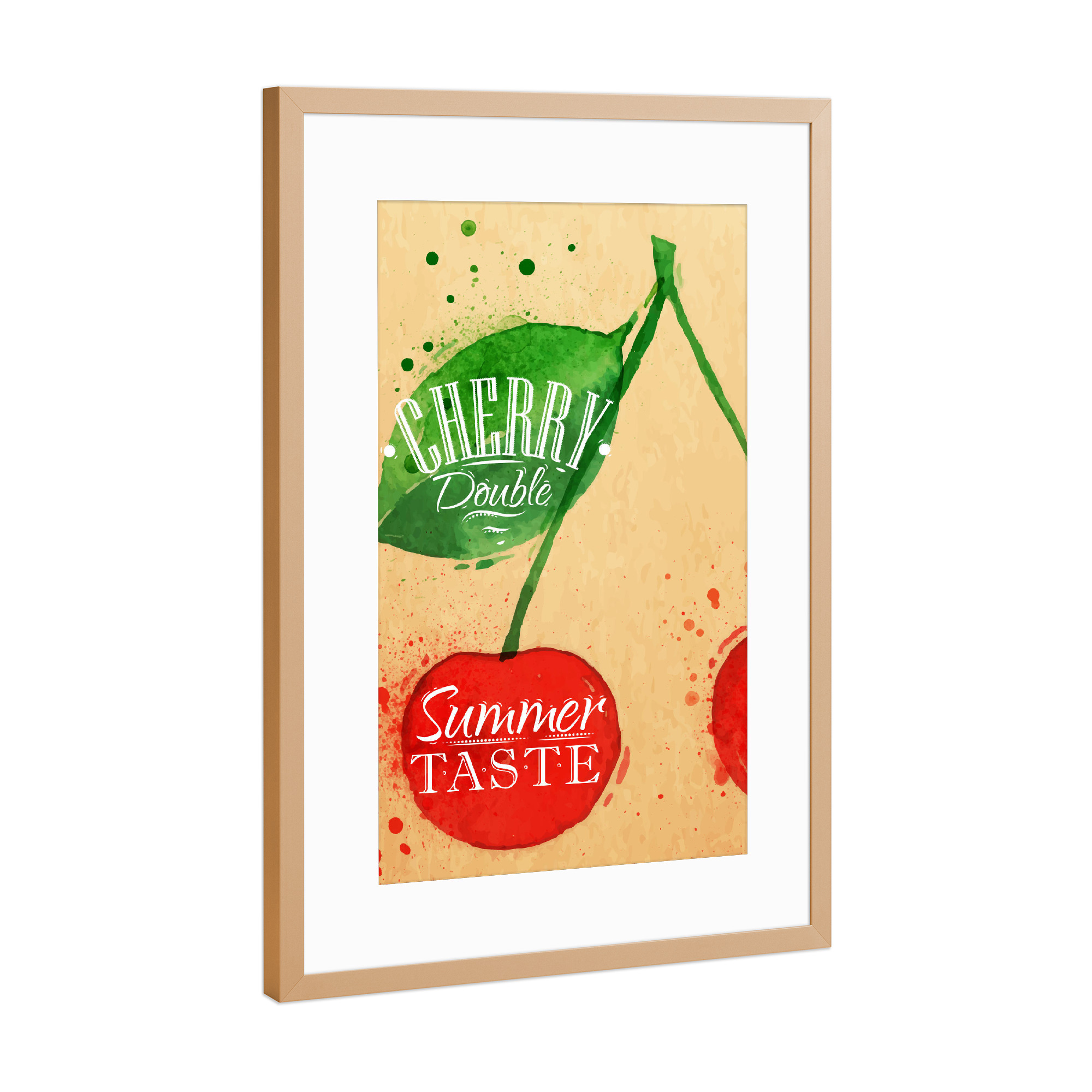 Poster mit Rahmen Kupfer "Aquarell Kirsche" artboxONE - Essen & Trinken,Schwarzweiß
