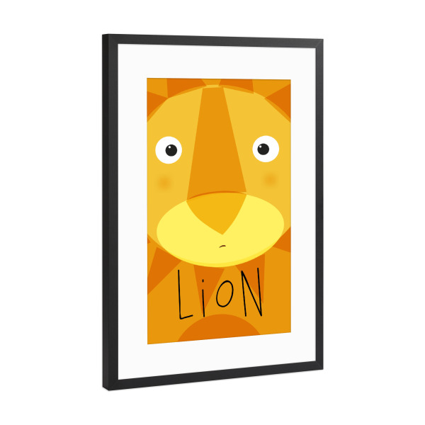 Poster mit Rahmen Schwarz (Metallic) "Löwe" artboxONE - Für Kinder