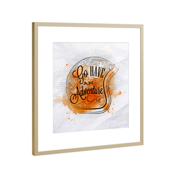 Poster mit Rahmen Gold "Motorradhelm" artboxONE - Typografie,Schwarzweiß