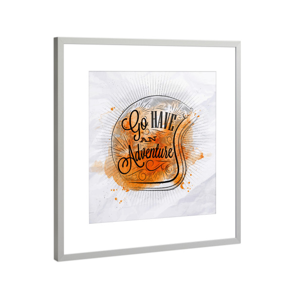 Poster mit Rahmen Silber "Motorradhelm" artboxONE - Typografie,Schwarzweiß