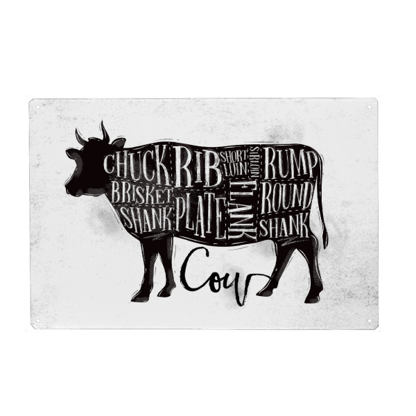 Metall Poster "Kuh" artboxONE - Essen & Trinken,Schwarzweiß