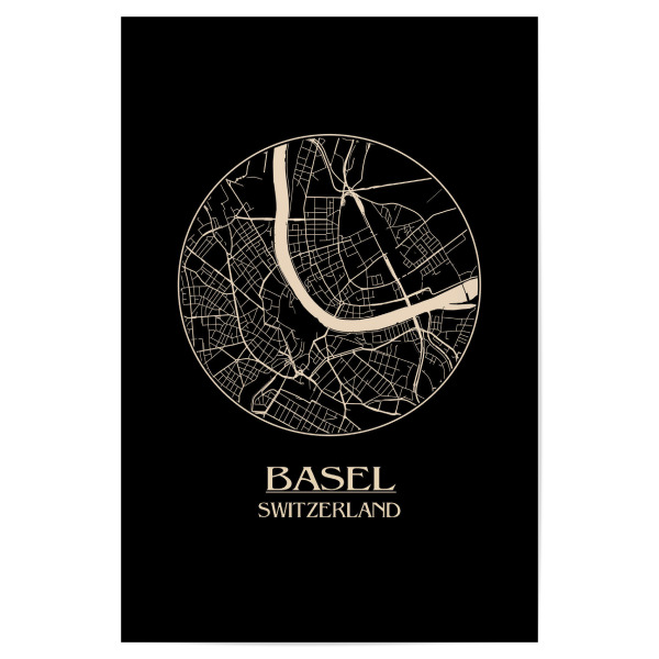 Poster 30x20 cm "Basel Switzerland Retro Map" artboxONE - Städte,Schwarzweiß,Städte / Weitere - Basel,Switzerland,Retro,Map,Deutschland