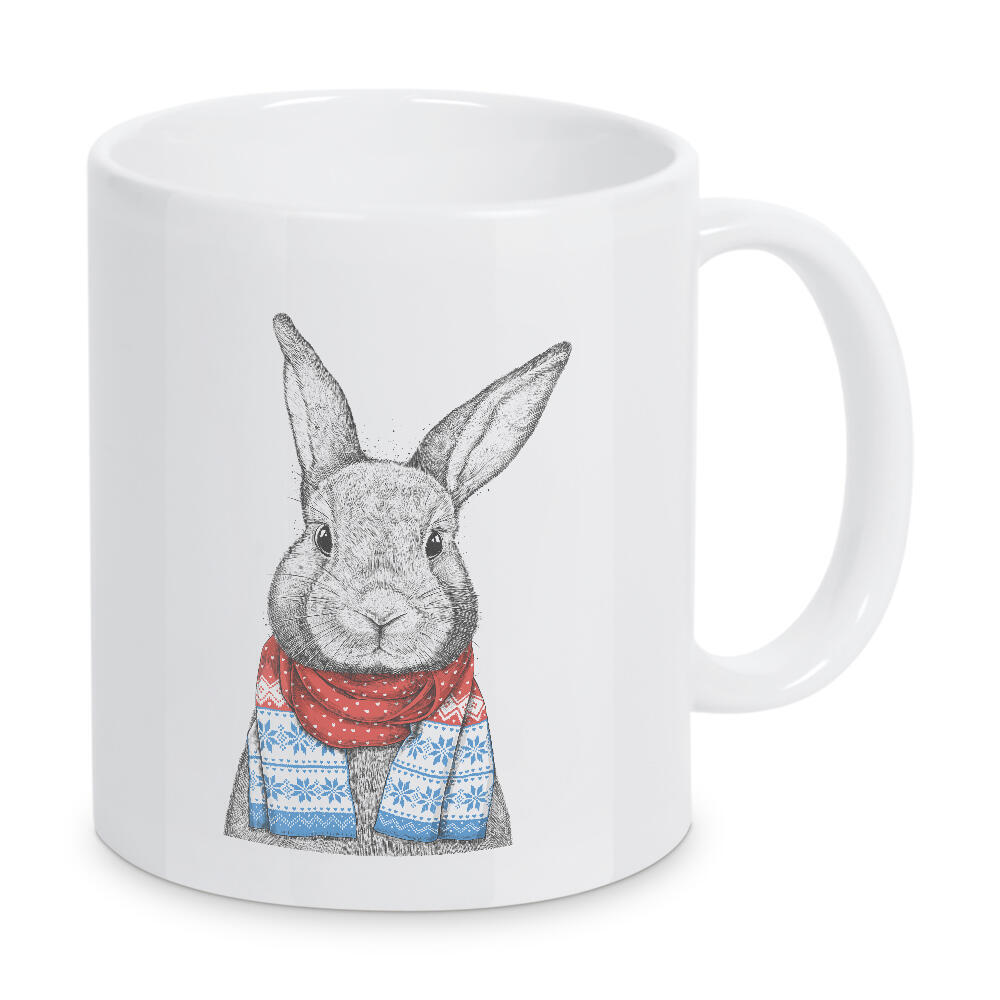 Tasse "Kaninchen mit Schal" artboxONE - Tiere,Weihnachten,Lustig