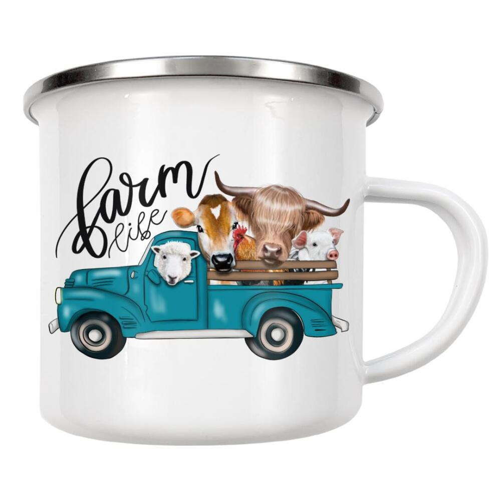Emaille Tasse "Tiere auf dem Bauernhof" artboxONE - Natur,Tiere,Automobile,Buchstaben,Lustig