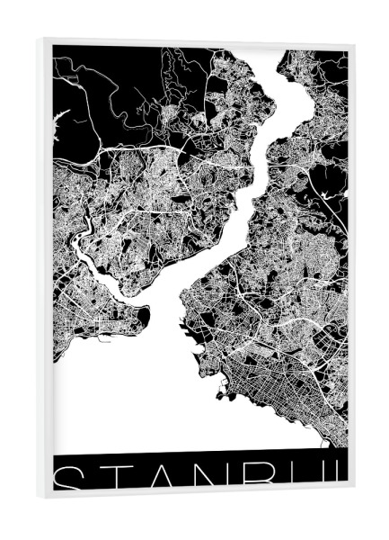 Poster mit weißem Rahmen "Retro Map of Istanbul Turkey 3" artboxONE - Städte,Städte / Istanbul - Retro,Map,Istanbul,Turkey,Türkei,Erdogan