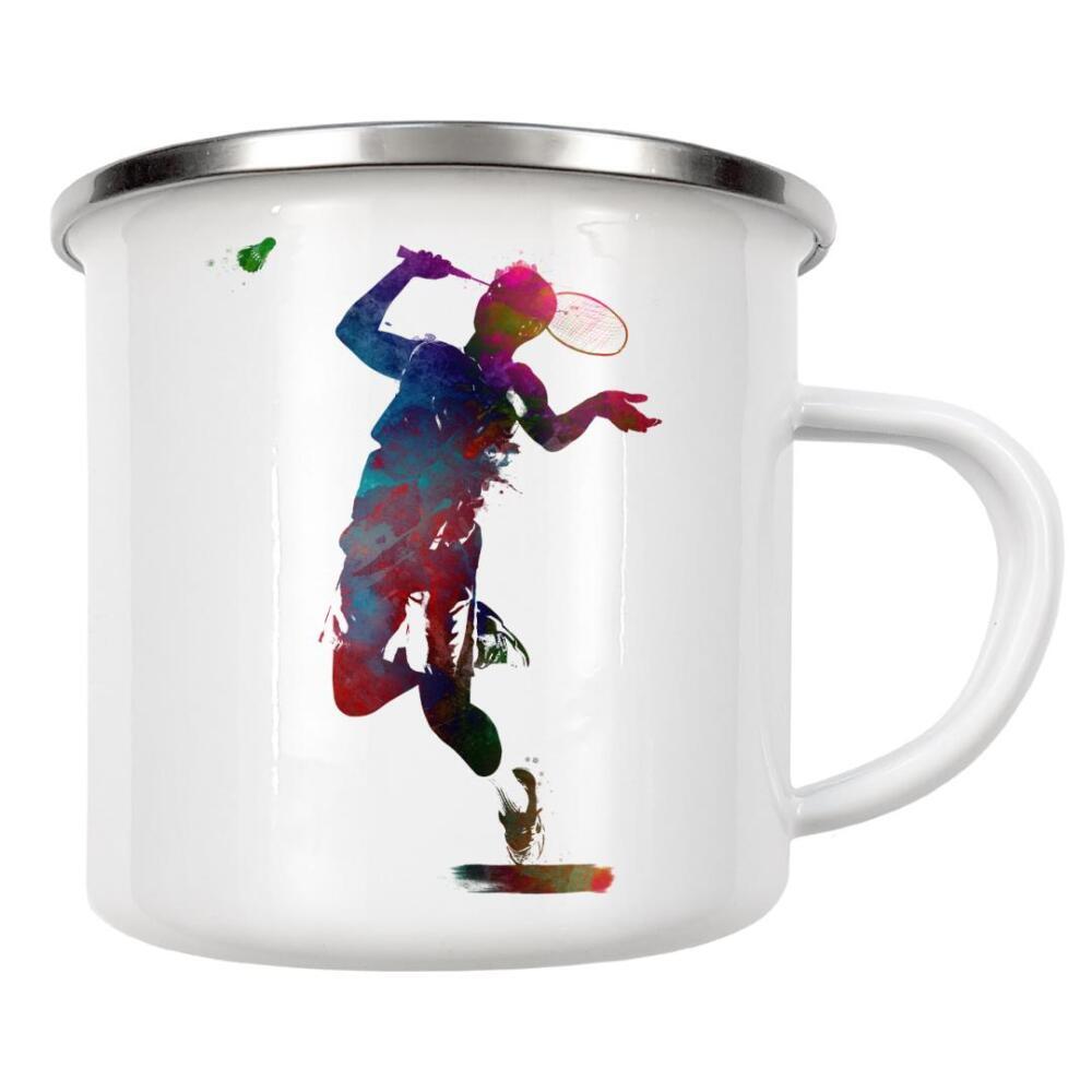Emaille Tasse "Badminton-Sport" artboxONE - Sport - Badminton,Sport,Spieler,Spiel,Illustration