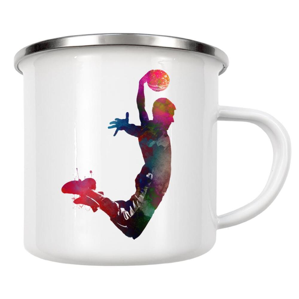 Emaille Tasse "Abbildung des Basketballspielers" artboxONE - Sport - Basketball,Ball,Korb,Abbildung,Sport