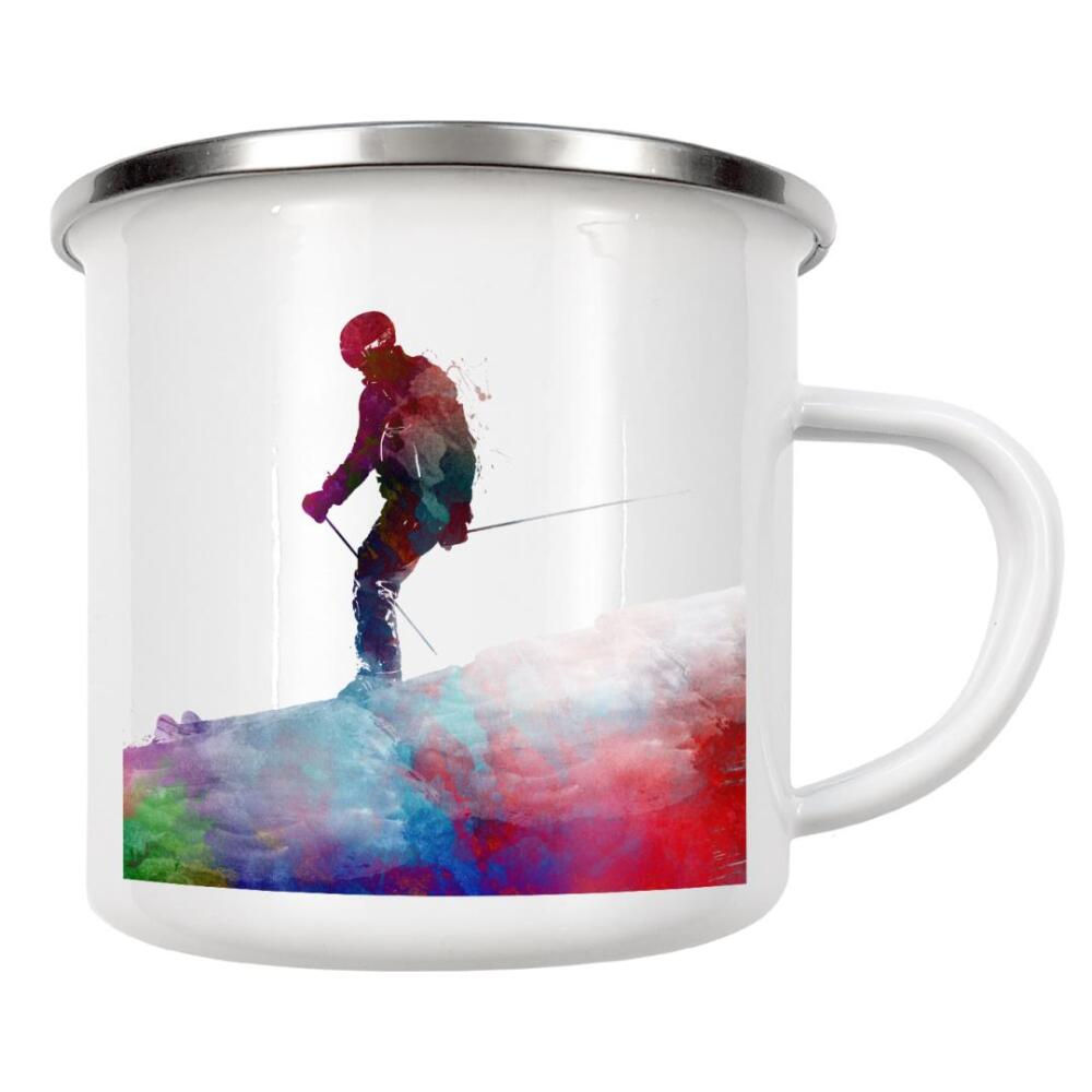 Emaille Tasse "Skisport-Illustration" artboxONE - Sport - Ski,Schnee,Winter,Sport,Skifahren