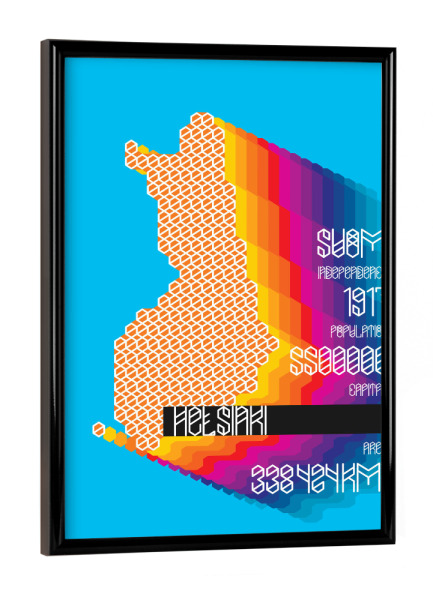 Poster mit schwarzem Rahmen "Finland" artboxONE - Städte,Typografie,Reise,Kartografie