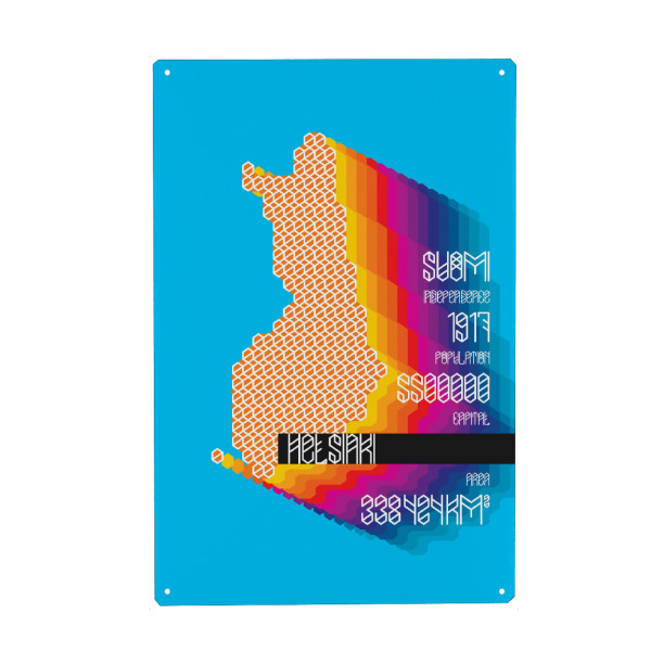 Metall Poster "Finland" artboxONE - Städte,Typografie,Reise,Kartografie