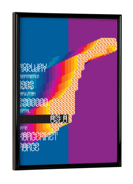 Poster mit schwarzem Rahmen "Norway" artboxONE - Städte,Typografie,Reise,Kartografie