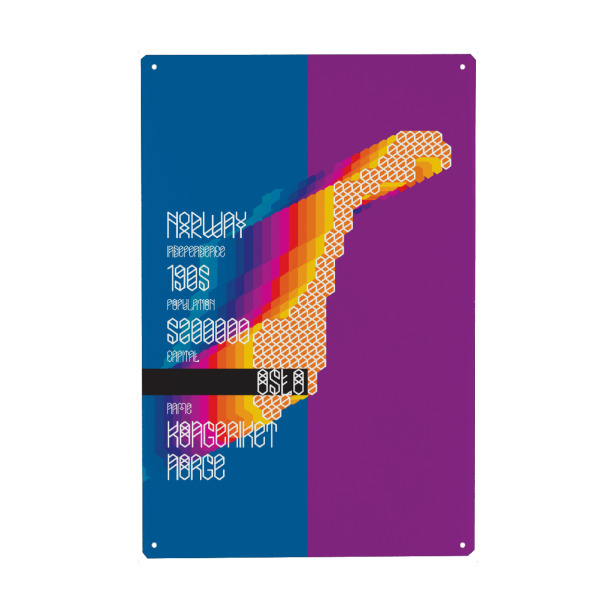 Metall Poster "Norway" artboxONE - Städte,Typografie,Reise,Kartografie