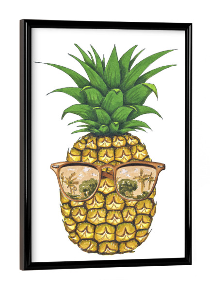 Poster mit schwarzem Rahmen "Sunglasses Pineapple" artboxONE - Typografie,Natur,Floral,Essen & Trinken,Abstrakt,Fashion