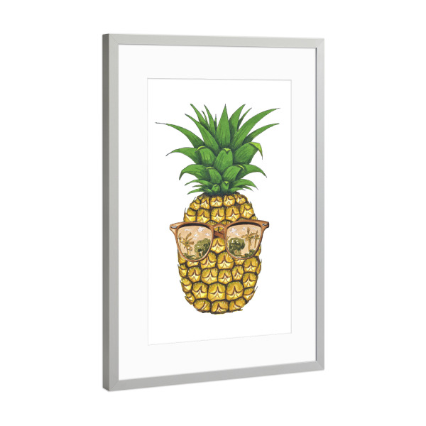 Poster mit Rahmen Silber "Sunglasses Pineapple" artboxONE - Typografie,Natur,Floral,Essen & Trinken,Abstrakt,Fashion
