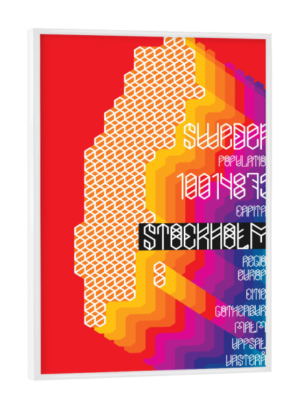 Poster mit weißem Rahmen "Sweden 2" artboxONE - Typografie,Reise,Städte / Stockholm,Kartografie