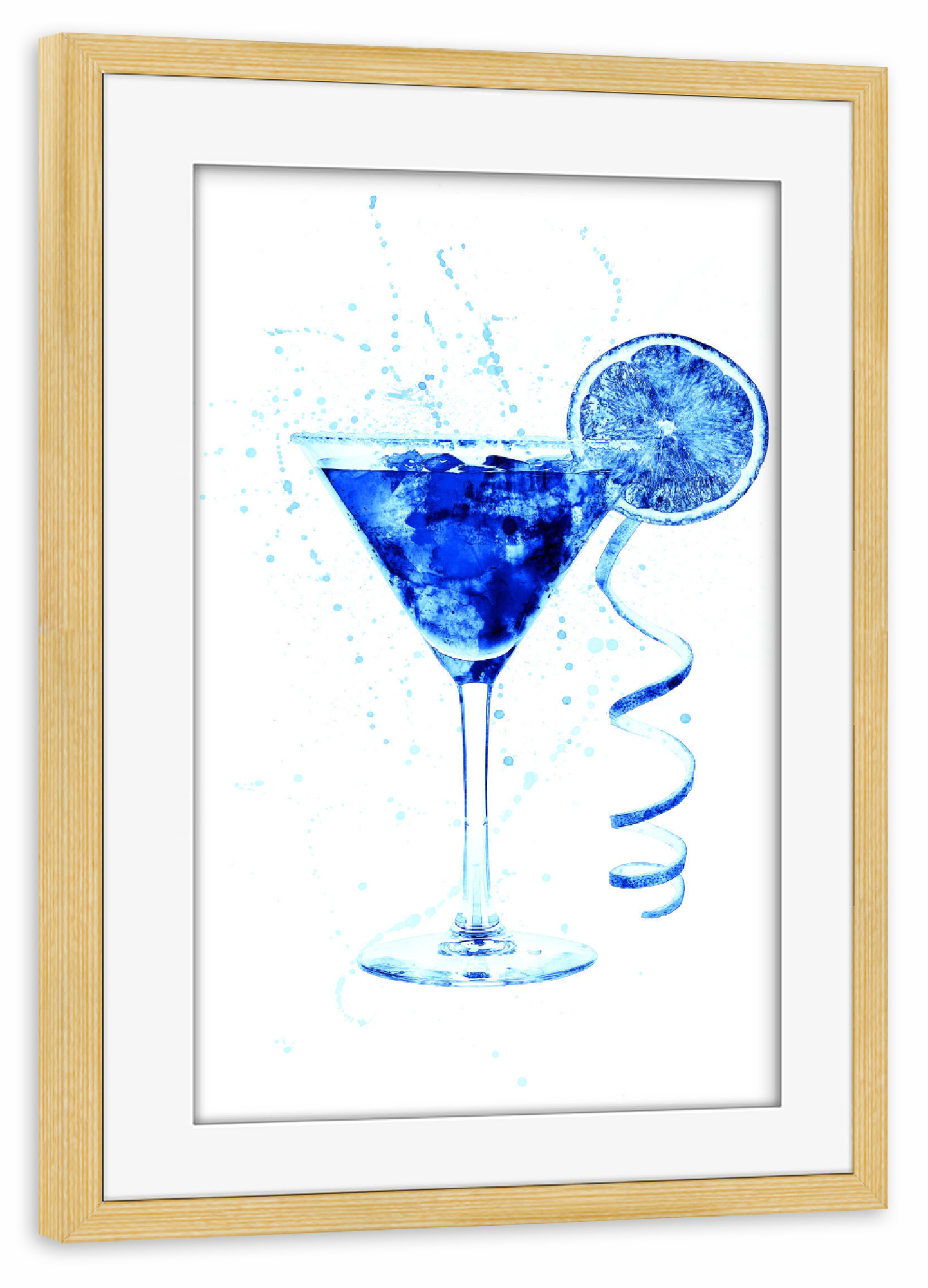 Poster mit Rahmen kiefer "Cocktail Glass Watercolor 11" artboxONE - Essen & Trinken