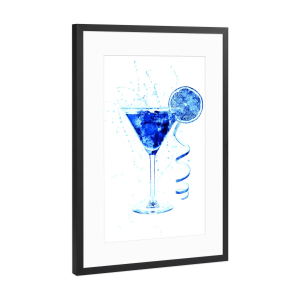 Poster mit Rahmen Schwarz (Metallic) "Cocktail Glass Watercolor 11" artboxONE - Essen & Trinken