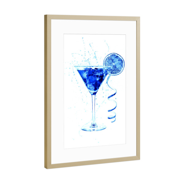 Poster mit Rahmen Gold "Cocktail Glass Watercolor 11" artboxONE - Essen & Trinken