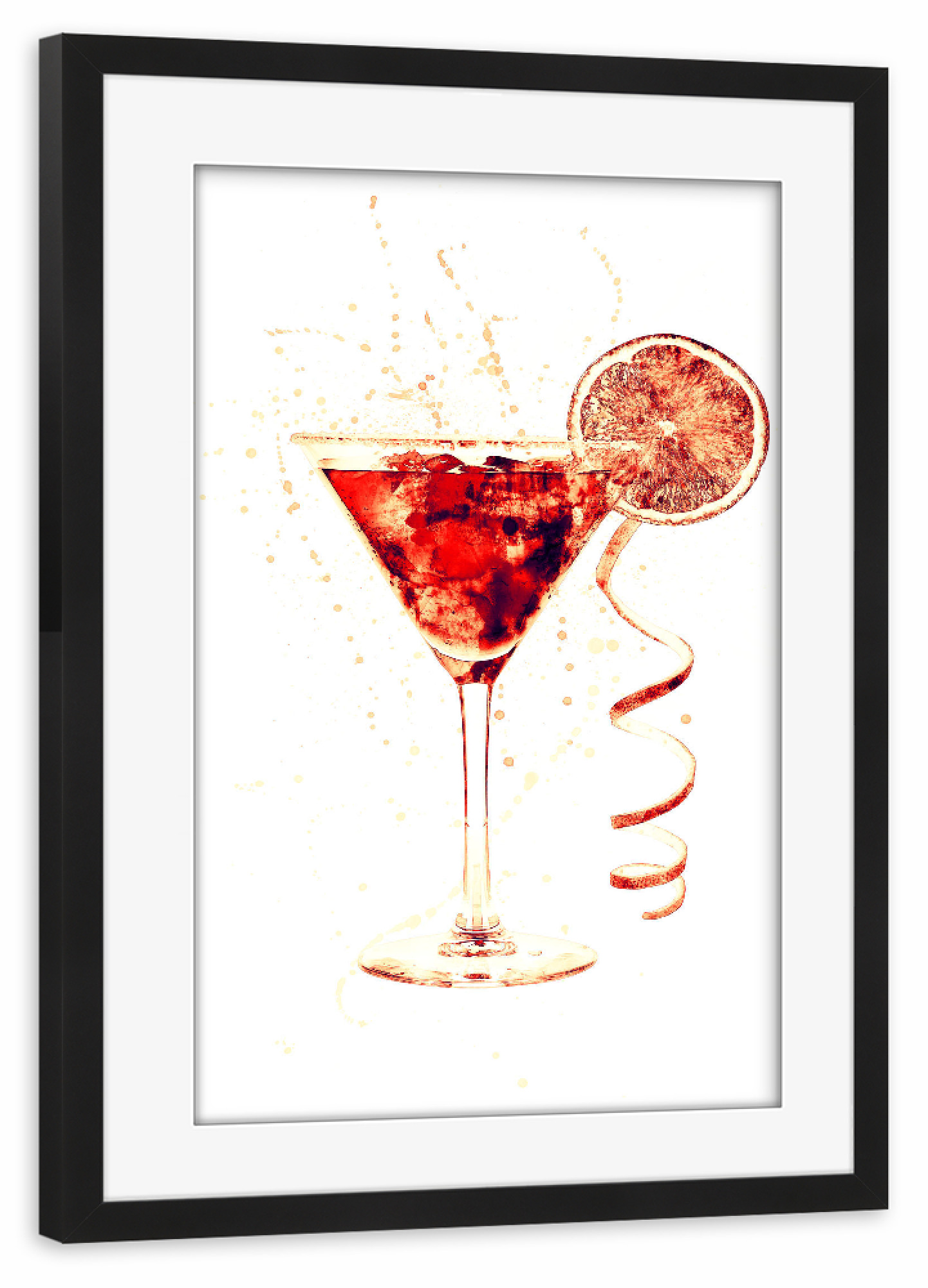 Poster mit Rahmen schwarz "Cocktail Glass Watercolor 10" artboxONE - Essen & Trinken
