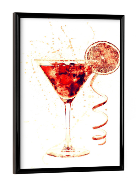 Poster mit schwarzem Rahmen "Cocktail Glass Watercolor 10" artboxONE - Essen & Trinken