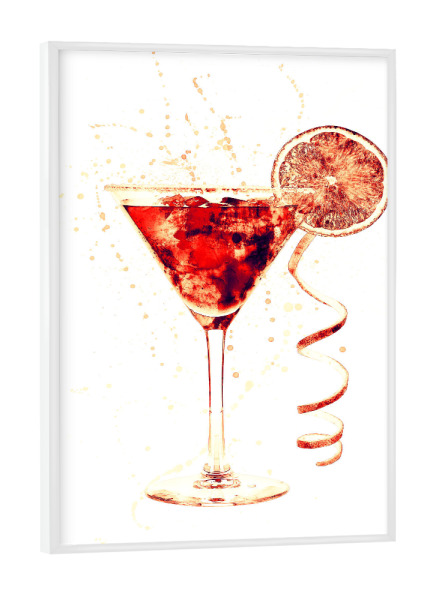 Poster mit weißem Rahmen "Cocktail Glass Watercolor 10" artboxONE - Essen & Trinken