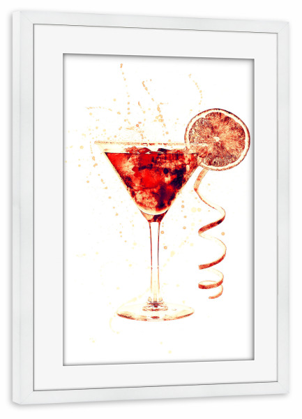 Poster mit Rahmen weiß "Cocktail Glass Watercolor 10" artboxONE - Essen & Trinken