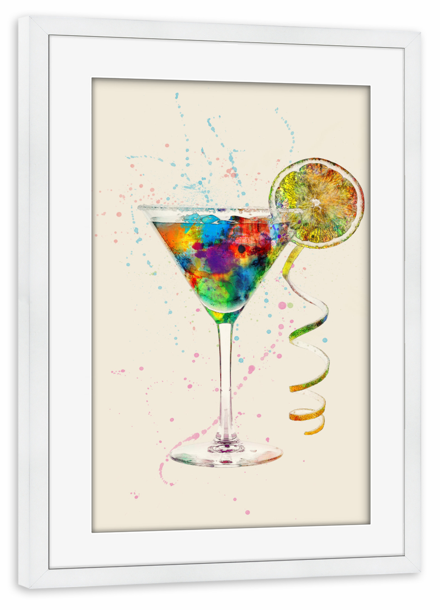 Poster mit Rahmen weiß "Cocktail Glass Watercolor 9" artboxONE - Essen & Trinken