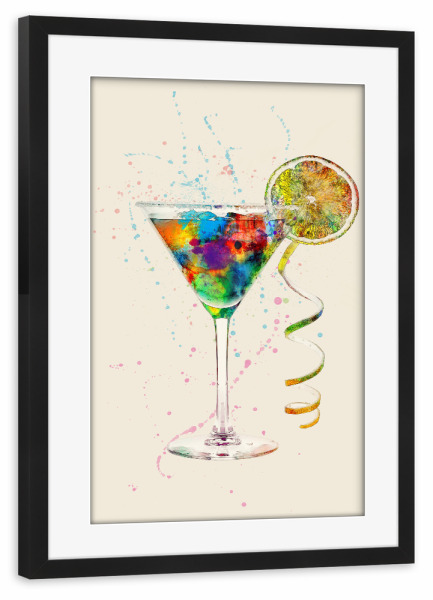 Poster mit Rahmen schwarz "Cocktail Glass Watercolor 9" artboxONE - Essen & Trinken