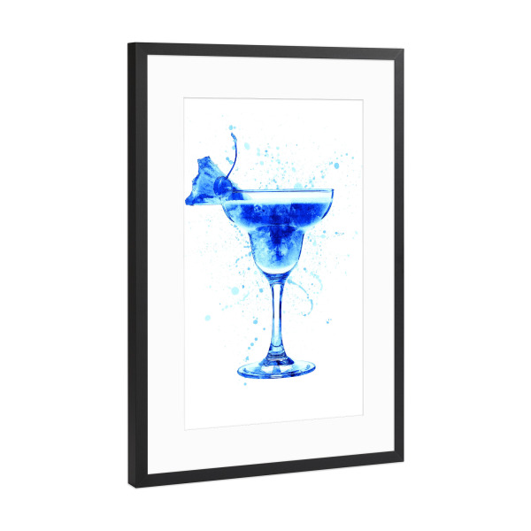 Poster mit Rahmen Schwarz (Metallic) "Cocktail Glass Watercolor 8" artboxONE - Essen & Trinken