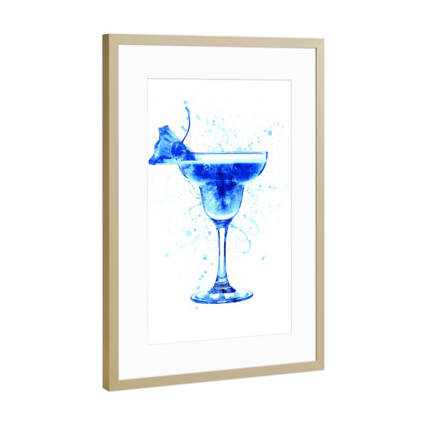 Poster mit Rahmen Gold "Cocktail Glass Watercolor 8" artboxONE - Essen & Trinken
