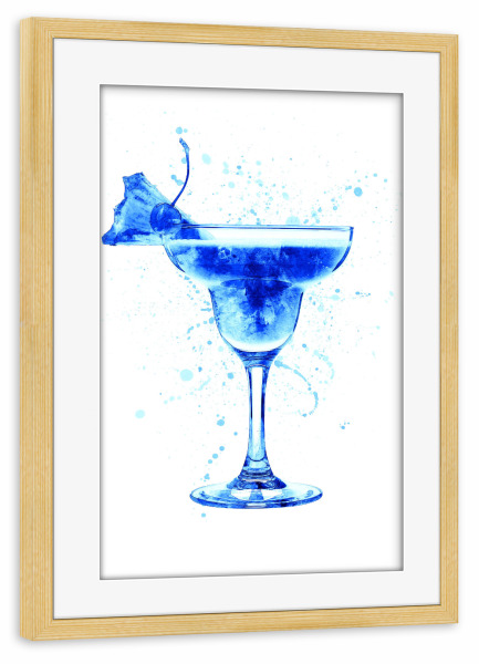 Poster mit Rahmen kiefer "Cocktail Glass Watercolor 8" artboxONE - Essen & Trinken