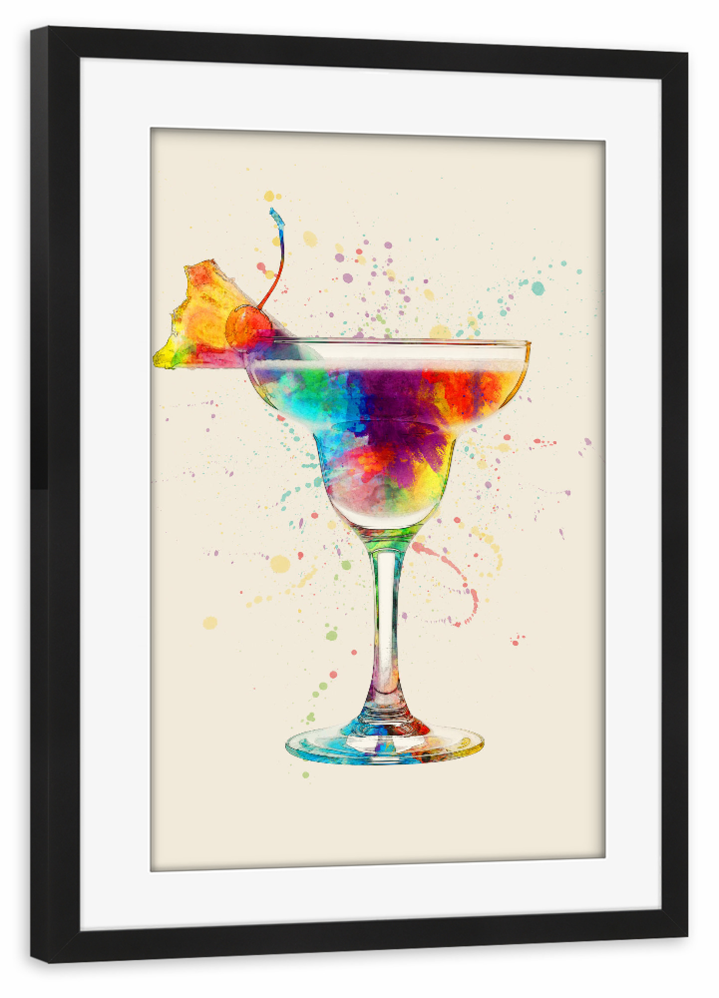 Poster mit Rahmen schwarz "Cocktail Glass Watercolor 6" artboxONE - Essen & Trinken