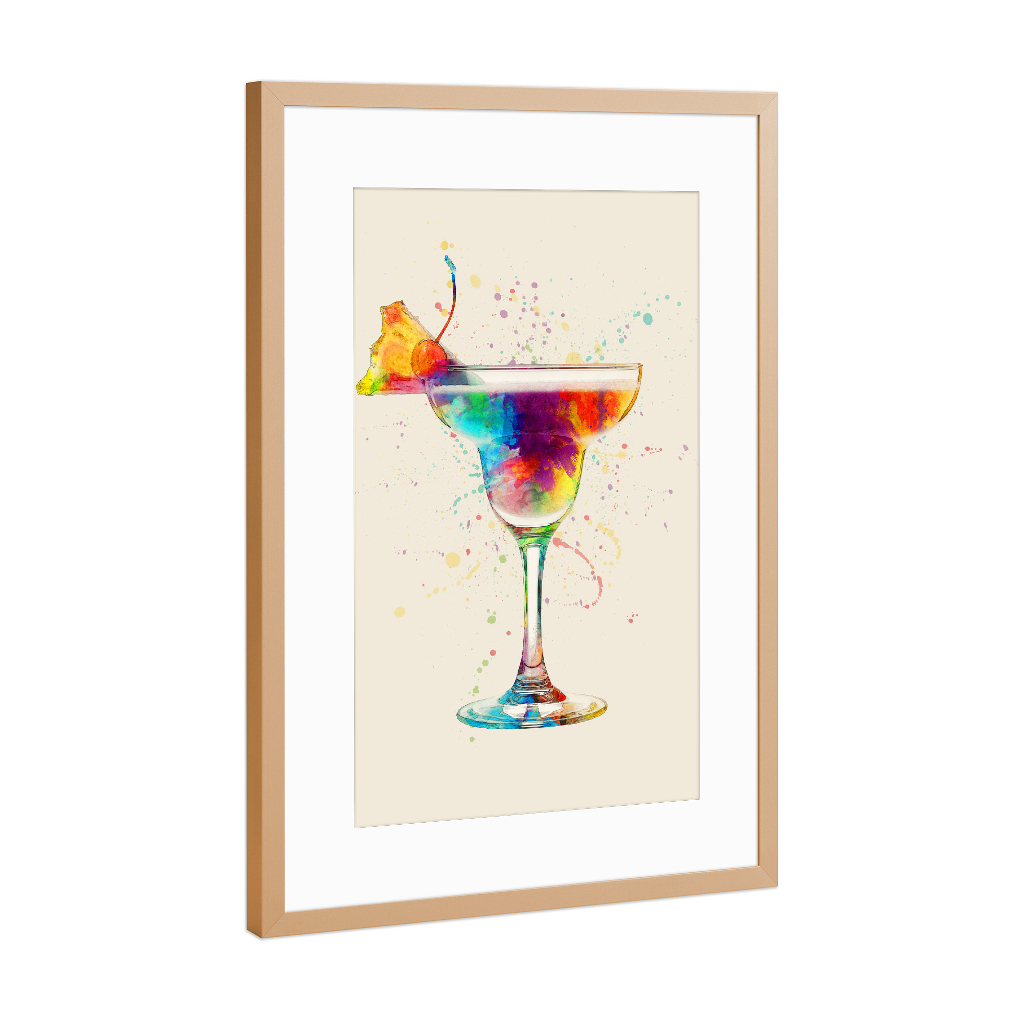 Poster mit Rahmen Kupfer "Cocktail Glass Watercolor 6" artboxONE - Essen & Trinken