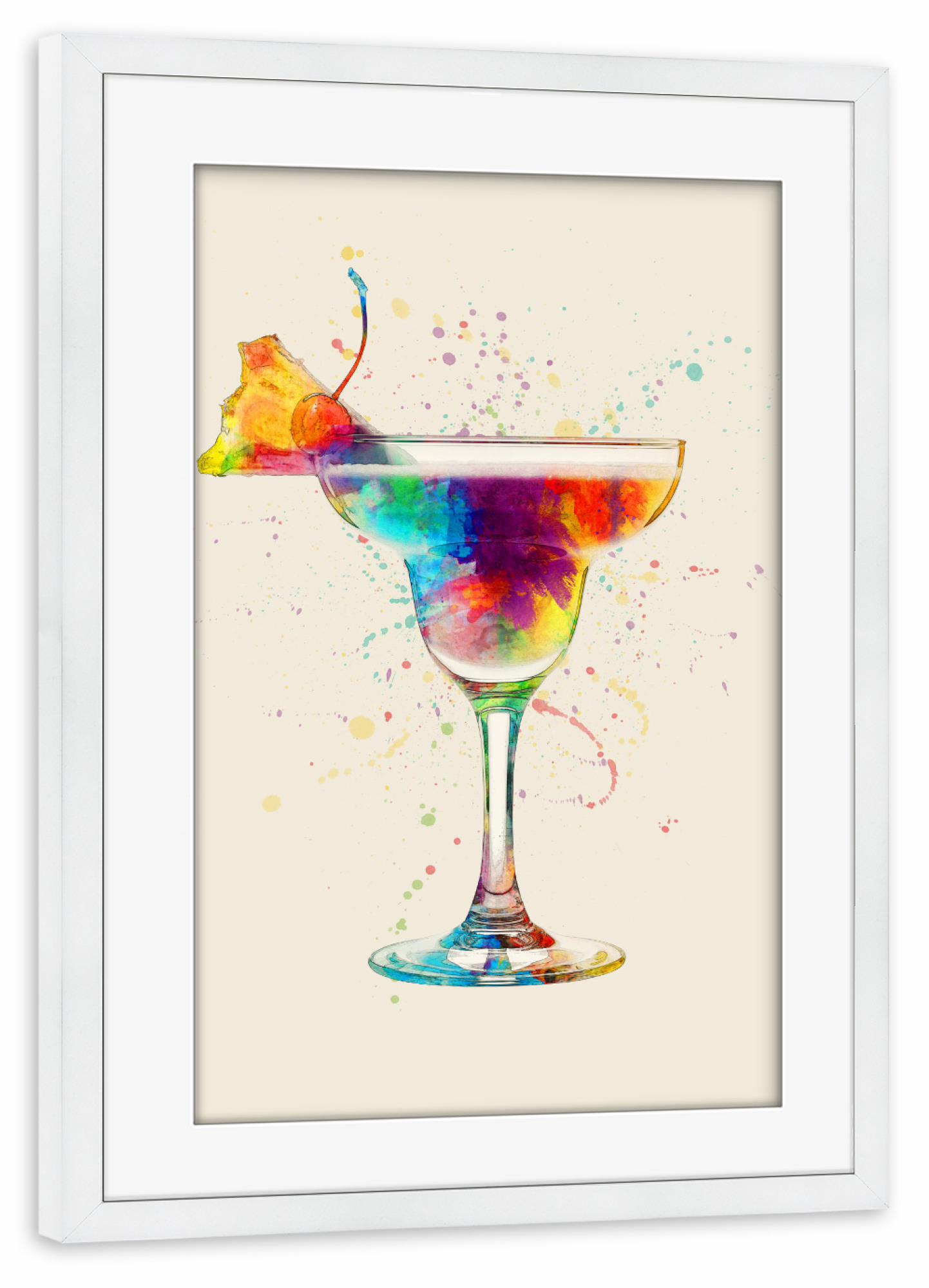Poster mit Rahmen weiß "Cocktail Glass Watercolor 6" artboxONE - Essen & Trinken
