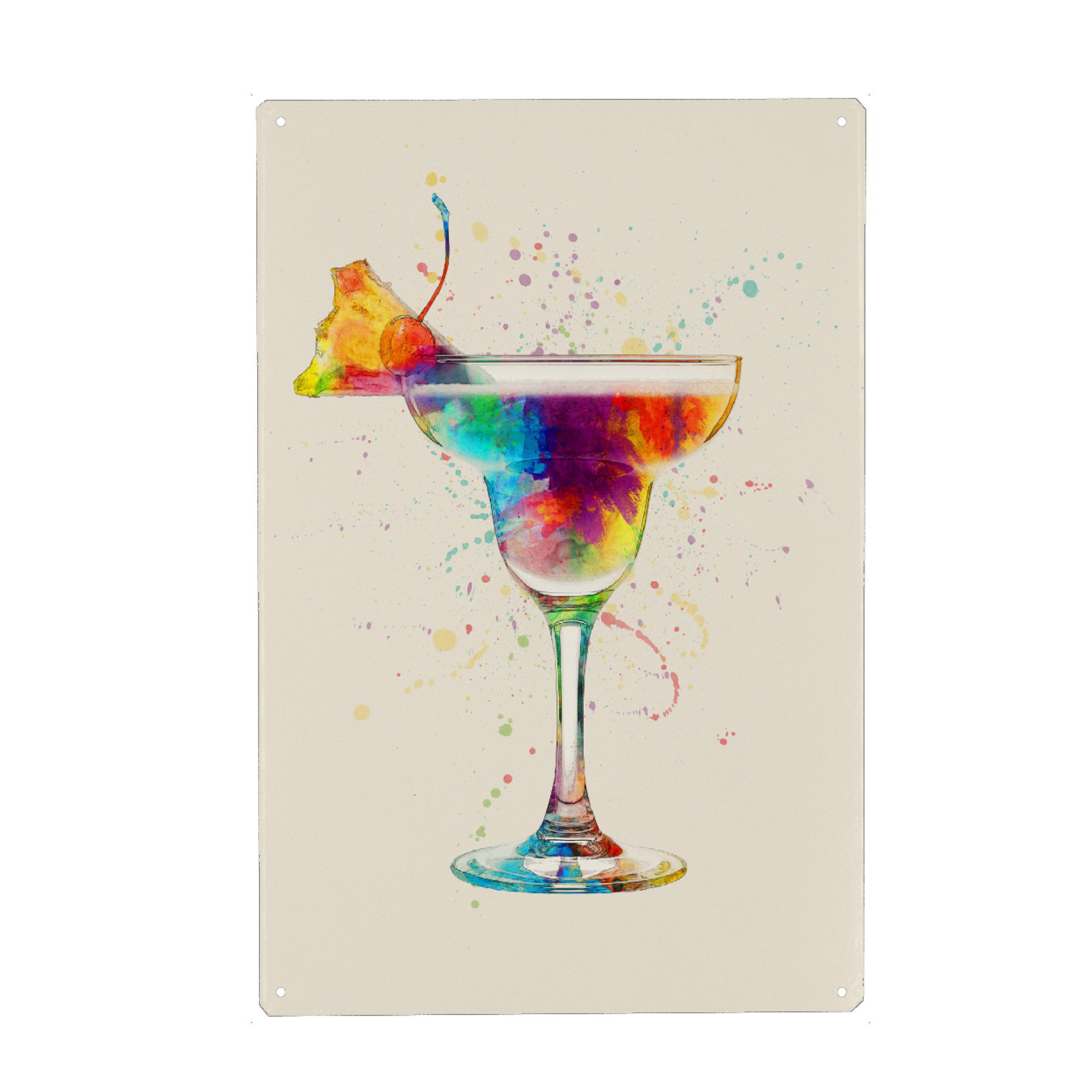 Metall Poster "Cocktail Glass Watercolor 6" artboxONE - Essen & Trinken