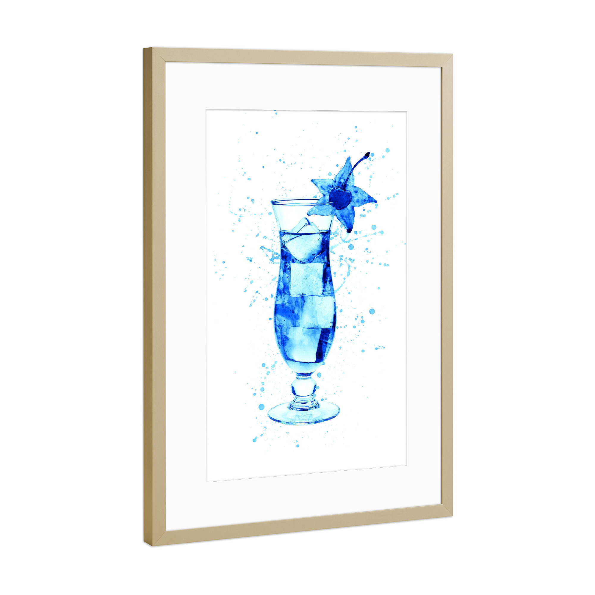 Poster mit Rahmen Gold "Cocktail Glass Watercolor 5" artboxONE - Essen & Trinken