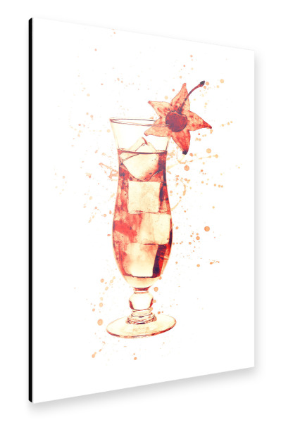 Alu-Dibond "Cocktail Glass Watercolor 4" 30x20 cm artboxONE
