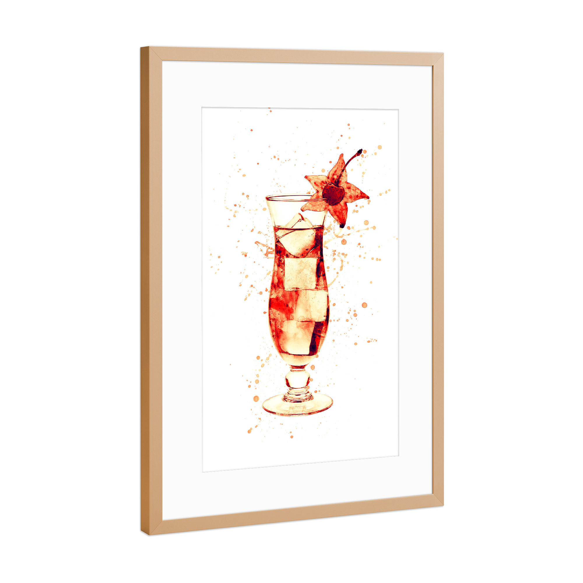 Poster mit Rahmen Kupfer "Cocktail Glass Watercolor 4" artboxONE - Essen & Trinken