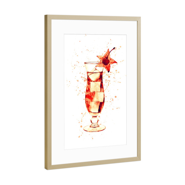 Poster mit Rahmen Gold "Cocktail Glass Watercolor 4" artboxONE - Essen & Trinken