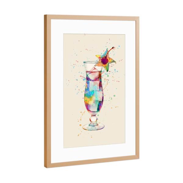 Poster mit Rahmen Kupfer "Cocktail Glass Watercolor 3" artboxONE - Essen & Trinken