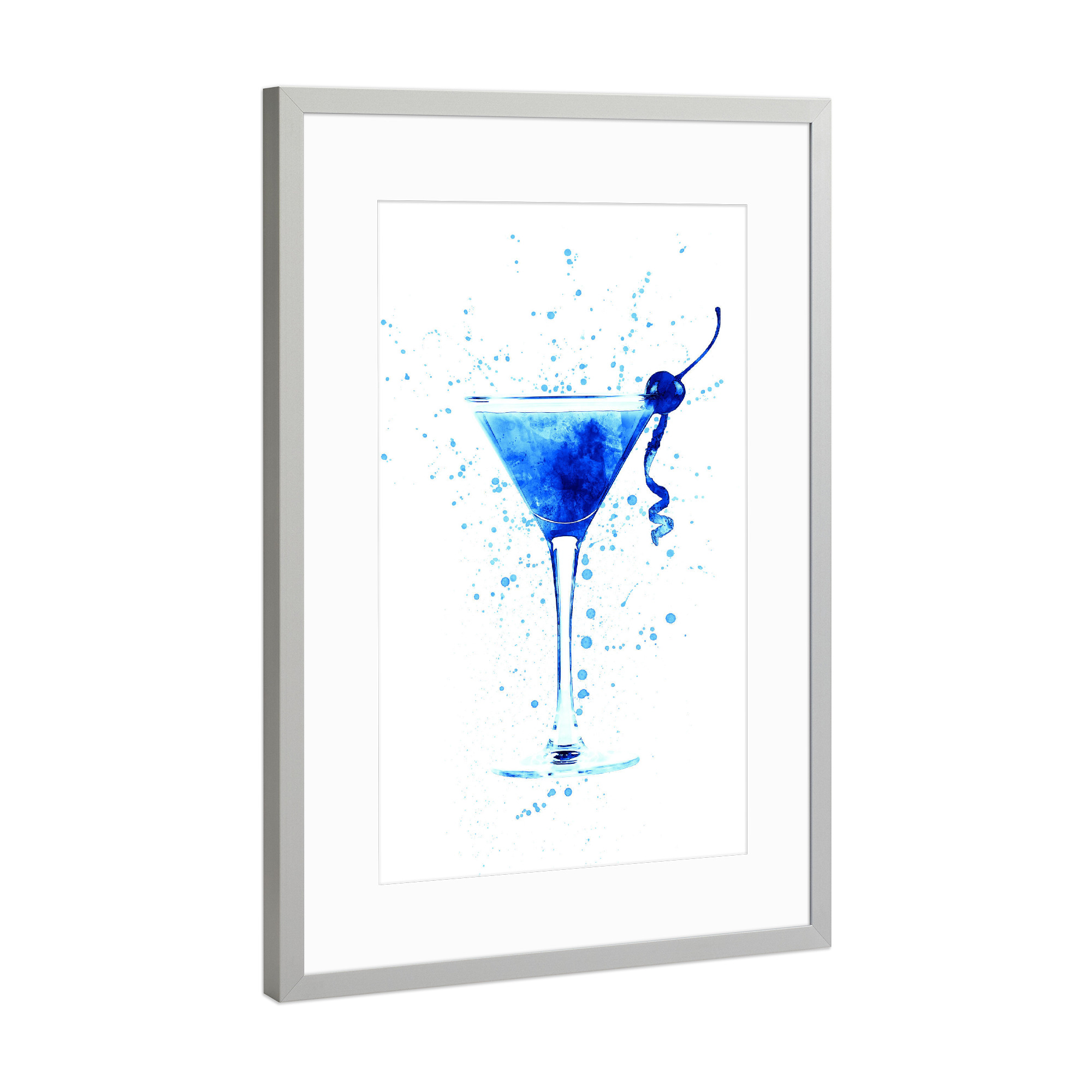 Poster mit Rahmen Silber "Cocktail Glass Watercolor 2" artboxONE - Essen & Trinken