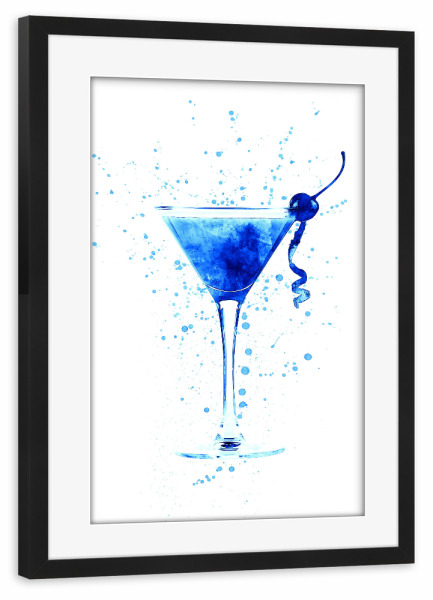 Poster mit Rahmen schwarz "Cocktail Glass Watercolor 2" artboxONE - Essen & Trinken