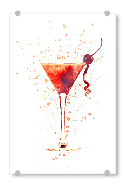 Acrylglasbild "Cocktail Glass Watercolor Red" artboxONE - Essen & Trinken